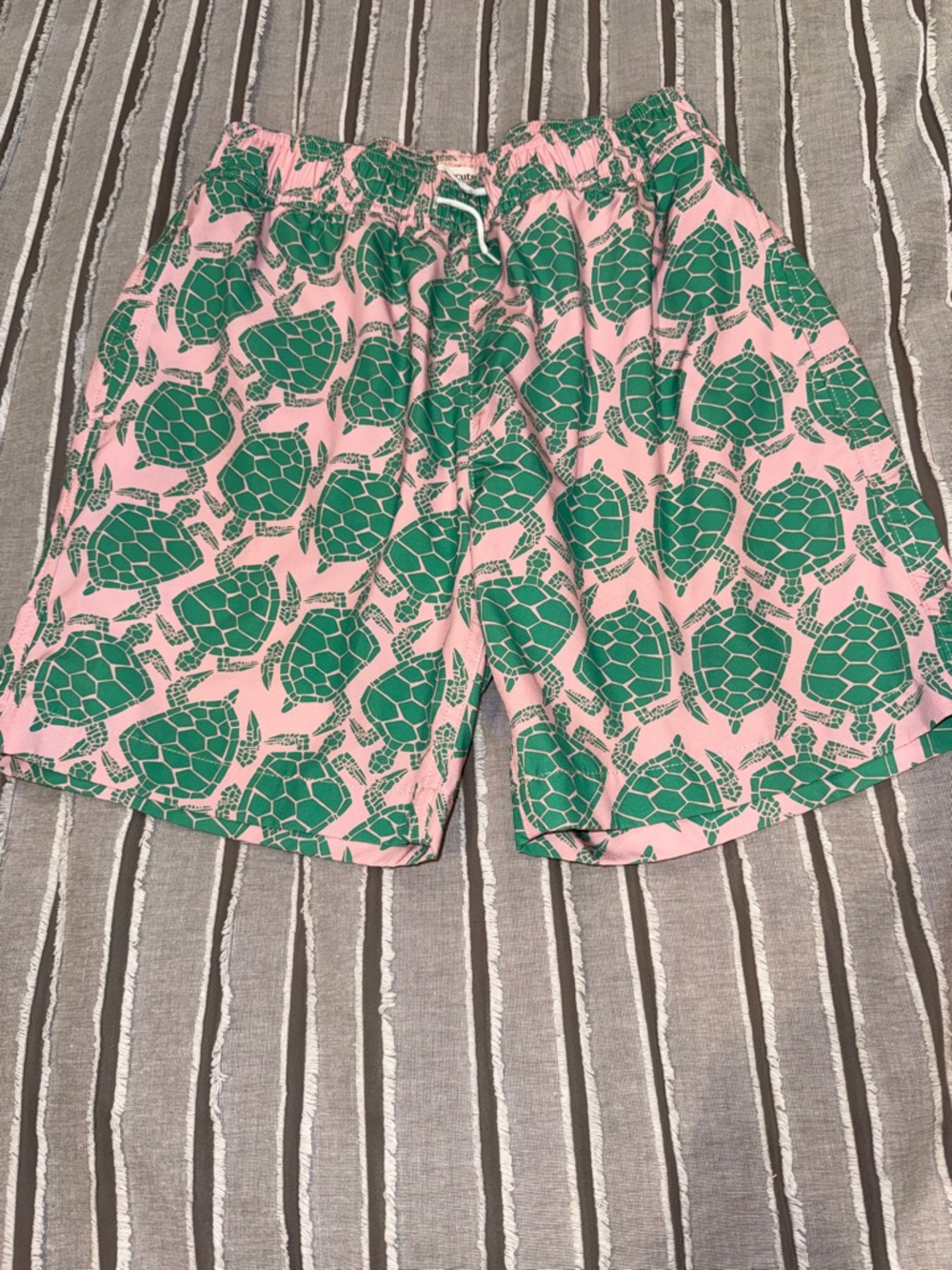 Boys SZ 16 JCREW CREWCUTS Pink & Green Turtle Print SWIM Trunks